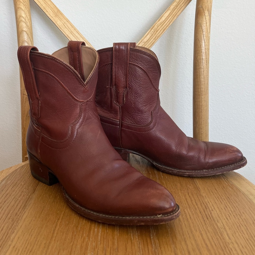 Tecovas Leather Cowboy Penny Boots Bourbon Brown